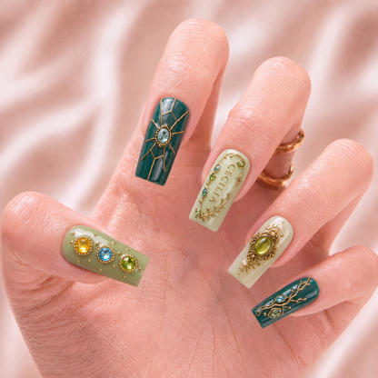Emerald Heirloom - Personalized Press-On Nails