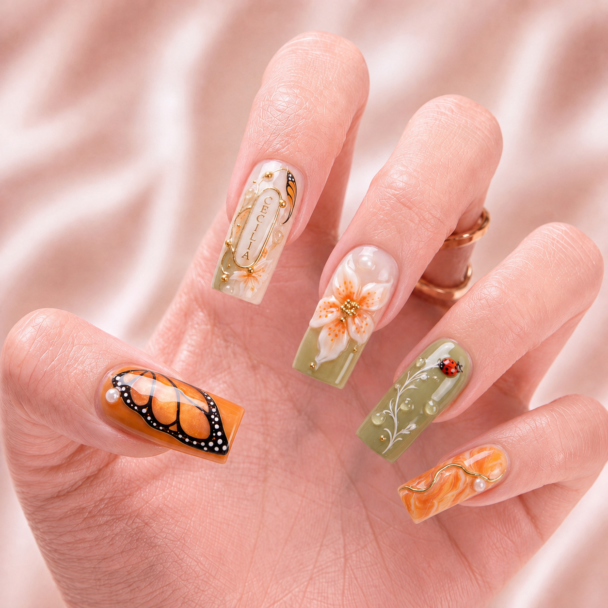 Monarch Meadow - Personalized Press-On Nails