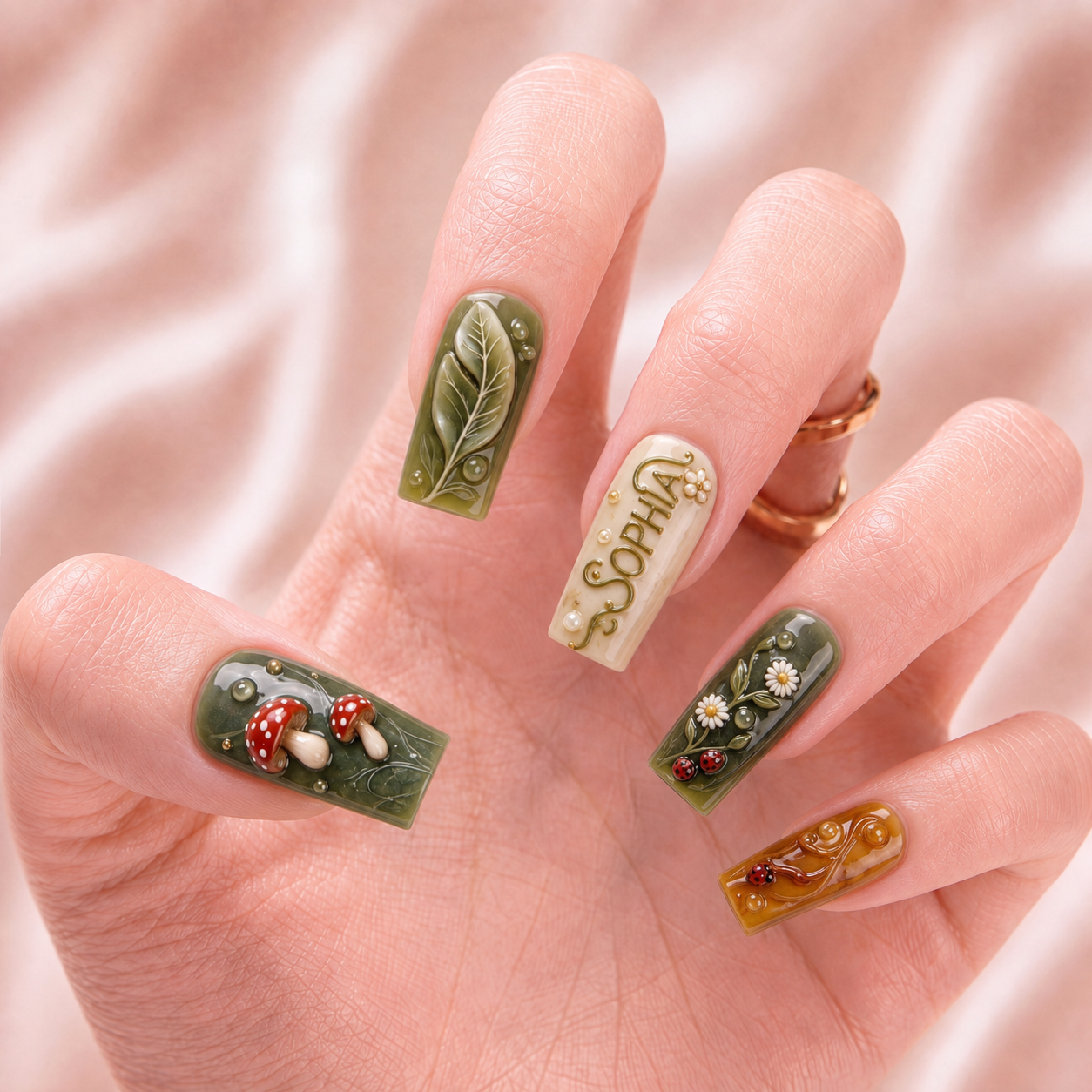 Ladybug Haven - Personalized Press-On Nails