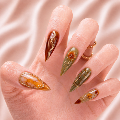 Amber Harvest - Personalized Press-On Nails