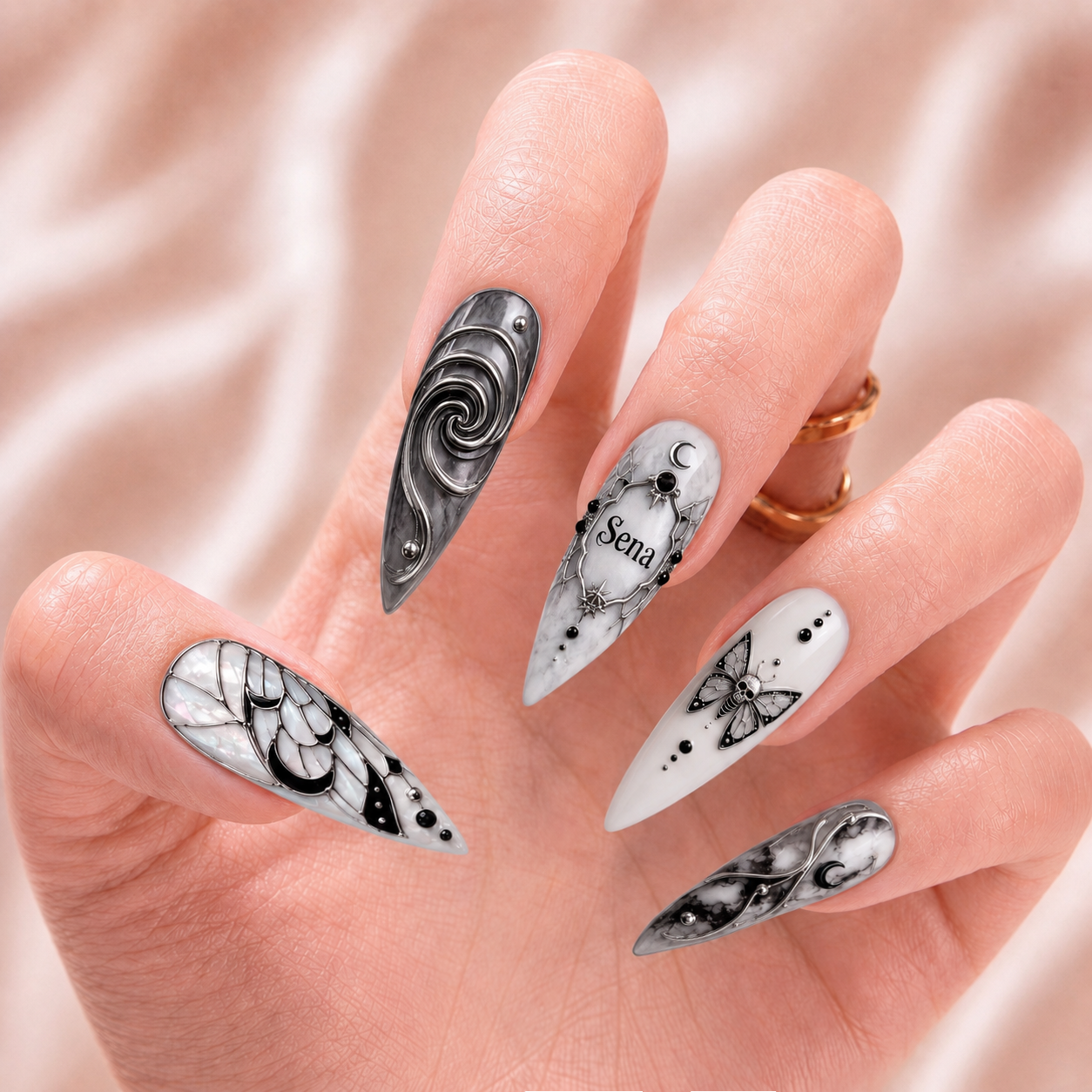 Eclipsed Ivory - Personalized Press-On Nails
