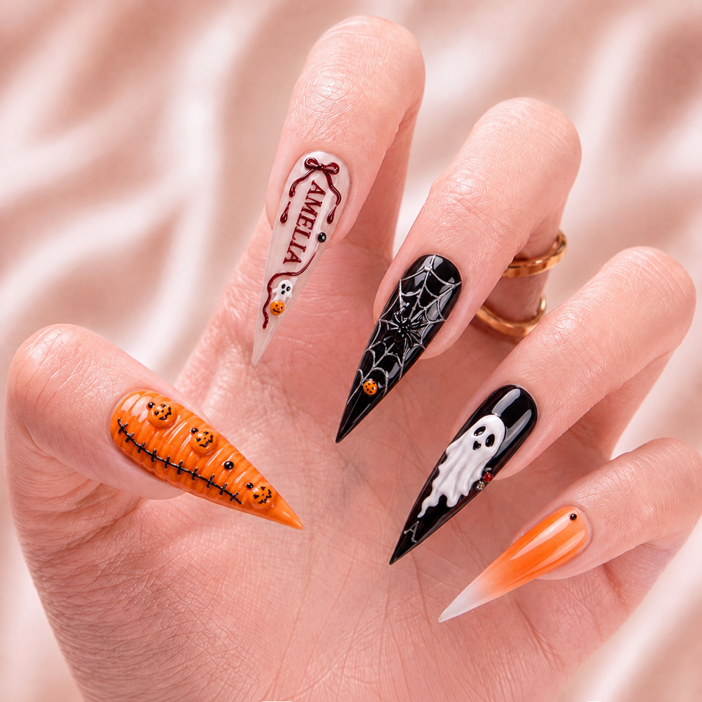 Midnight Pumpkin - Personalized Press-On Nails