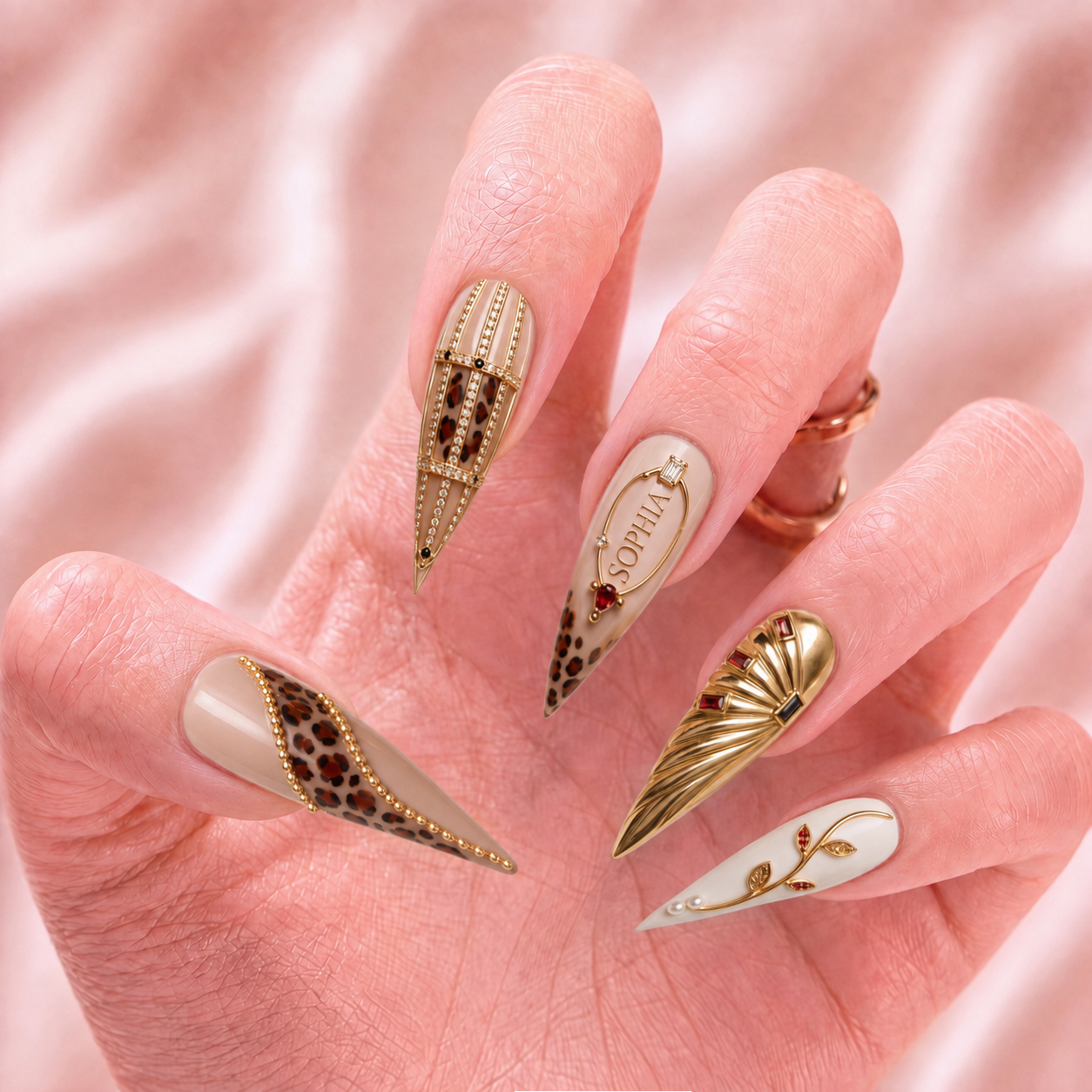 Ruby Leopard Luxe - Personalized Press-On Nails