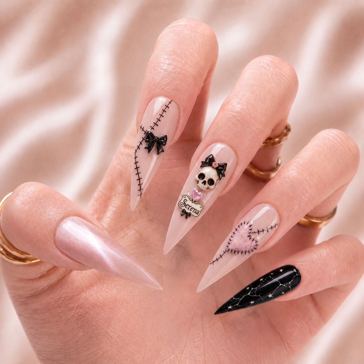 Stitched in Starlight - Personalized Press-On Nails