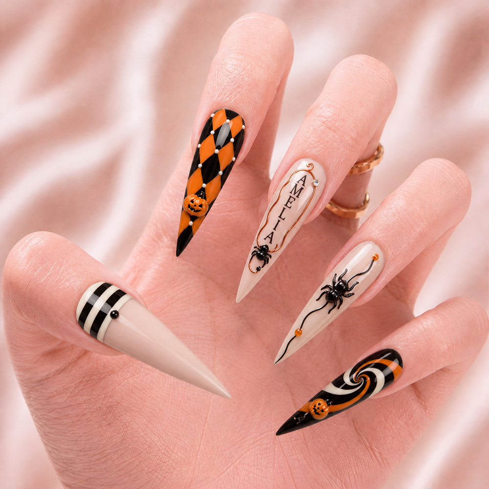 Harlequin After Dark - Personalized Press-On Nails