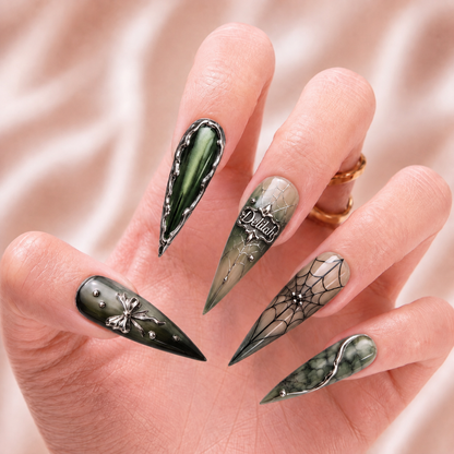 Emerald Nocturne - Personalized Press-On Nails