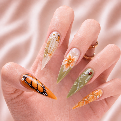 Monarch Meadow - Personalized Press-On Nails