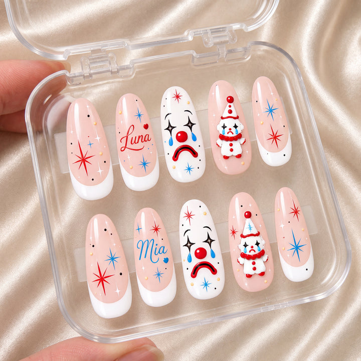 Sad Clown Sparkle – Personalized Press-On Nails