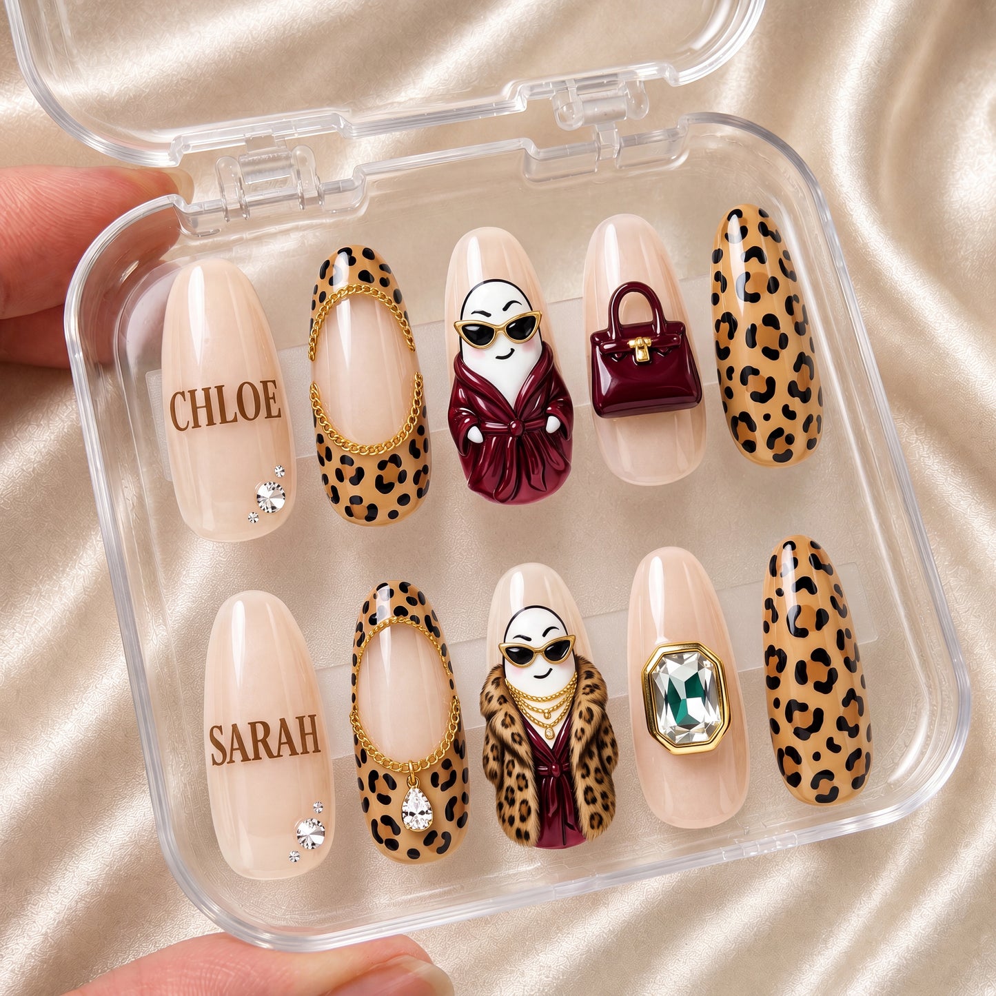 Leopard Luxe Besties – Personalized Press-On Nails