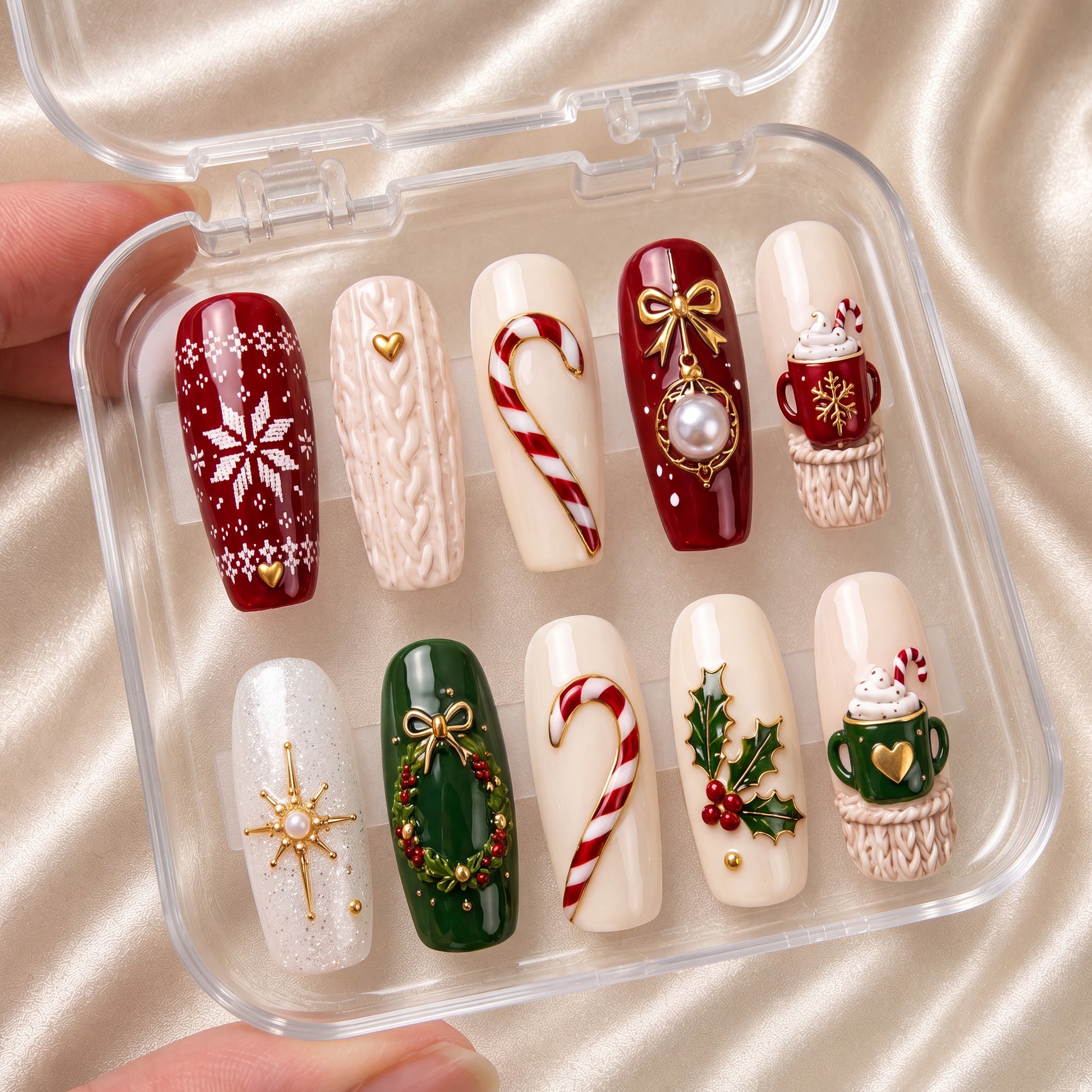 Cozy Christmas Charm – Personalized Press-On Nails
