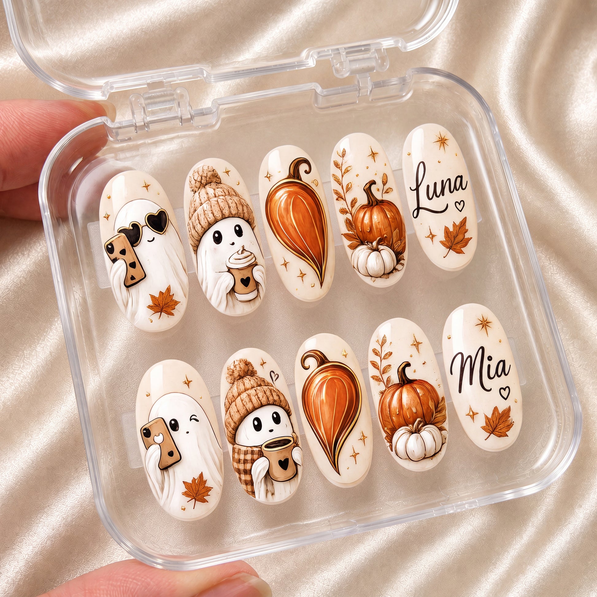 Preppy Ghost Coquette – Personalized Press-On Nails